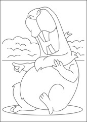 laughing capybara chilling coloring book page
