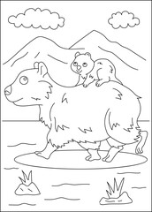 parent capybara chilling coloring book page