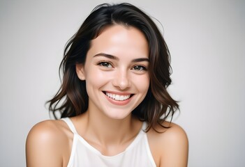Positive smiling woman on clean background