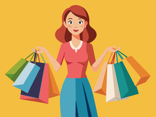 Woman holding multiple shopping bags