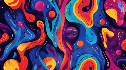 Fototapeta premium Mesmerizing Digital Art Composition with Vibrant Fluid Shapes and Swirling Patterns