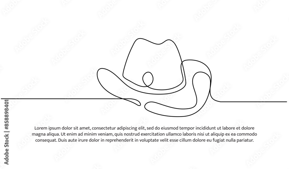 Poster continuous one line design of jungle hat.minimalist style vector illustration on white background.