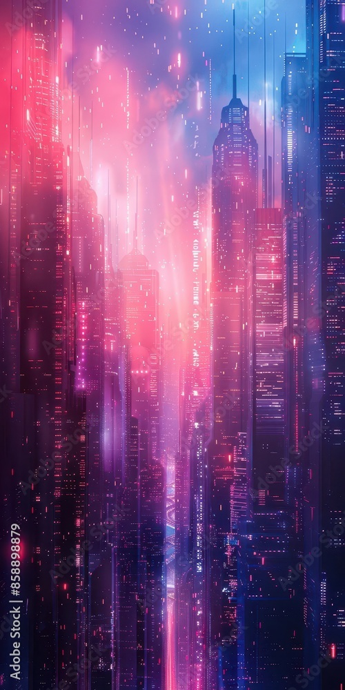 Poster futuristic and hi-tech background with soft gradient colors, perfect for vertical posts with a focus