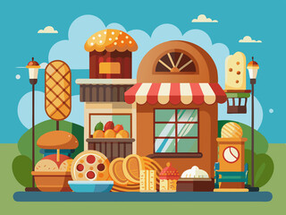 Obraz premium Bakery with fresh bread and pastries