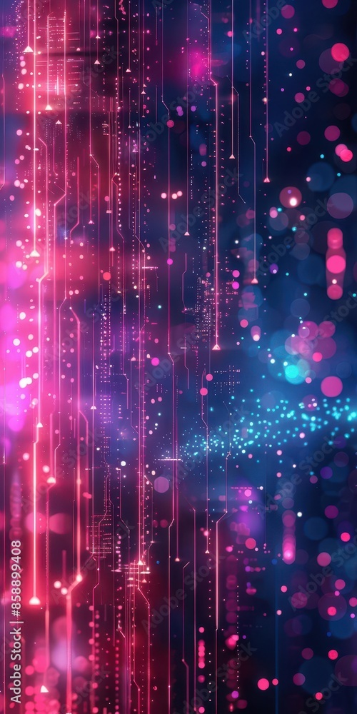 Poster futuristic and digital background with neon gradient colors, perfect for vertical posts focusing on 
