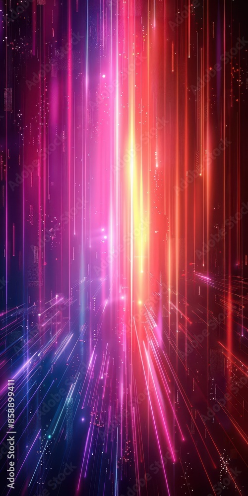 Poster futuristic and digital background with neon gradient colors, perfect for vertical posts focusing on 