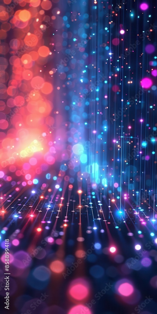 Poster futuristic and digital background with neon gradient colors, perfect for vertical posts with a tech 