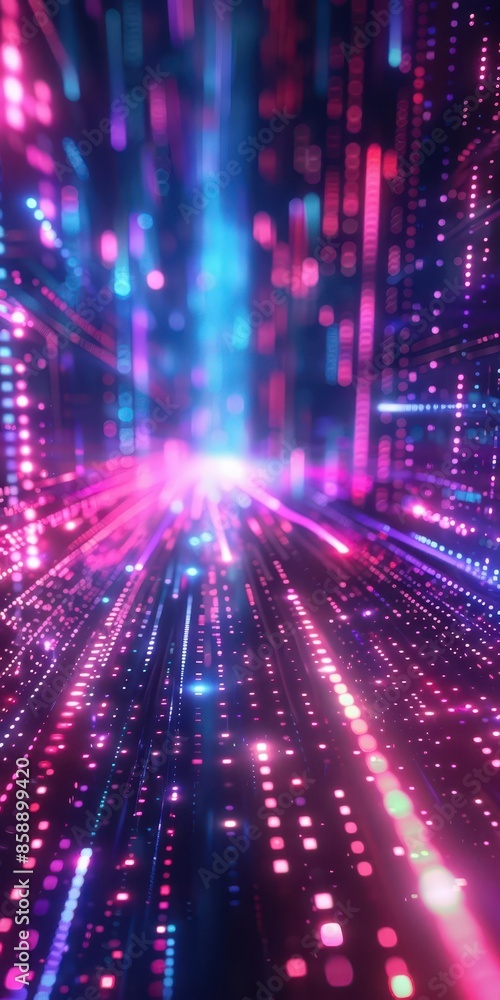 Poster futuristic and digital background with neon gradient colors, perfect for vertical posts focused on t