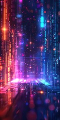 Futuristic and digital background with neon gradient colors, perfect for vertical posts focused on technology and innovation.