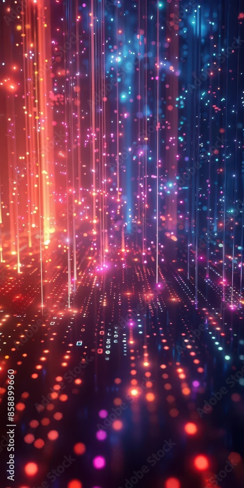 Poster futuristic and digital background with neon gradient colors, ideal for technology-focused vertical p