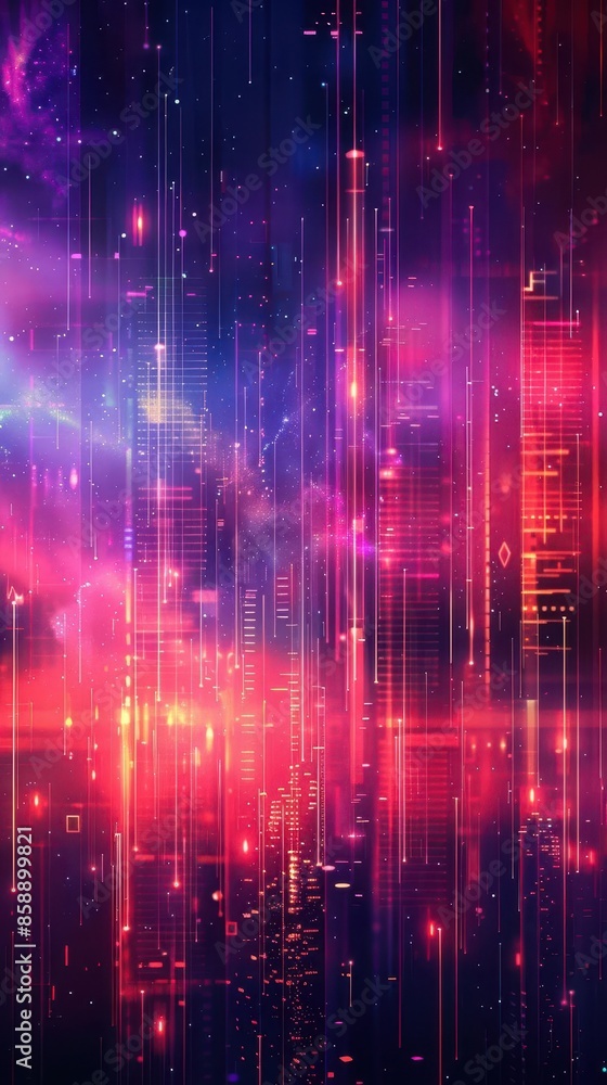 Poster futurism-inspired vertical video background with soft gradients and hi-tech elements, perfect for sh