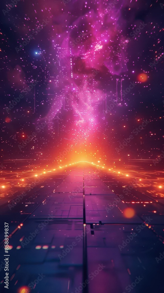 Poster futurism-inspired vertical video background with soft gradients and high-tech elements, perfect for 
