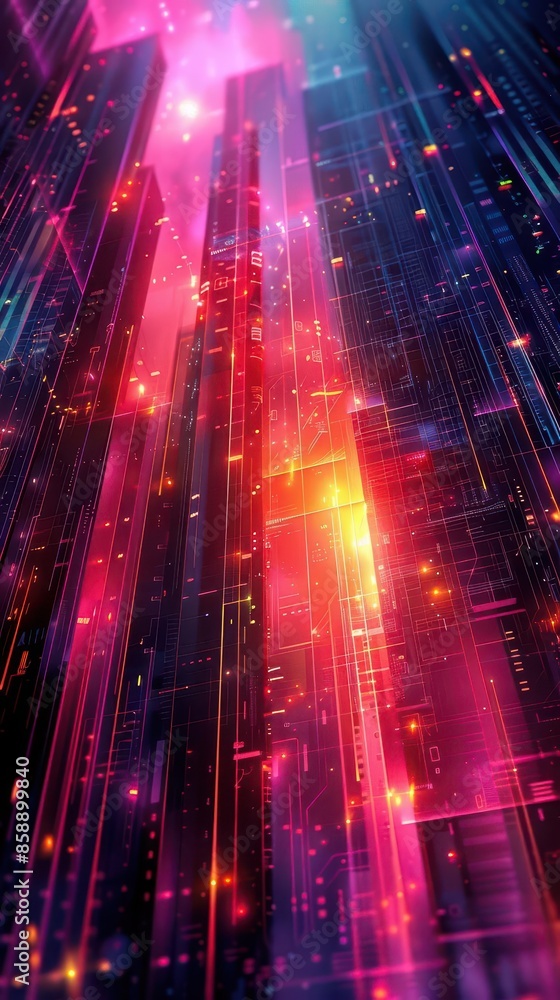 Poster stunning futurism-inspired vertical video background with soft gradients and hi-tech elements, perfe