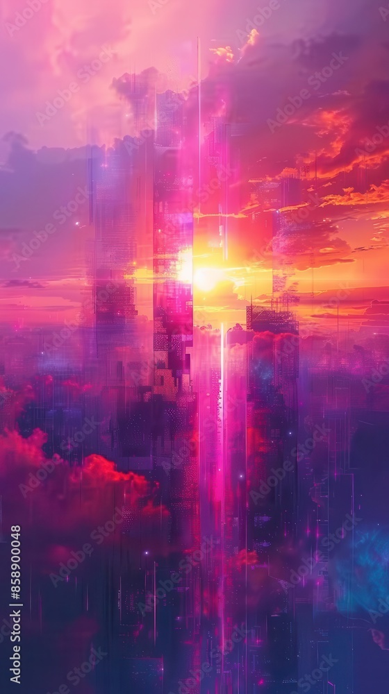 Poster futurism-inspired vertical video background with soft gradients and hi-tech elements, perfect for sh