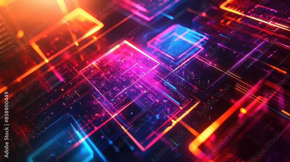 Aufkleber enhance your tech promotions with a futurism-inspired backdrop featuring hi-tech elements and gradie