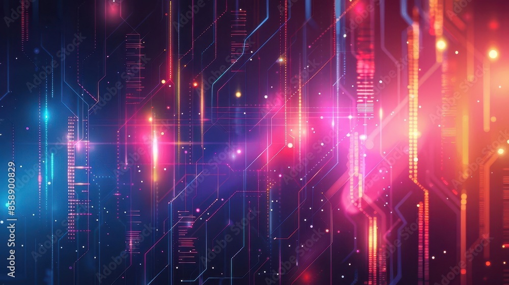 Poster futurism-inspired background with hi-tech elements and gradient colors, perfect for showcasing cutti