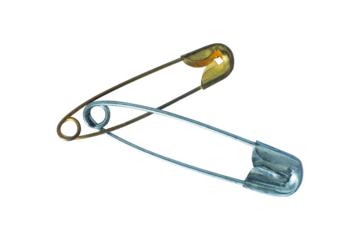 gold and silver safety pin isolated