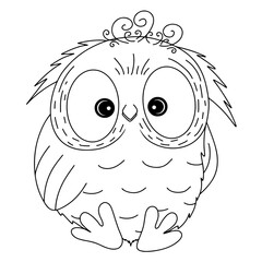Continuous line drawing of a owl bird isolated on white background. Hand drawn doodle vector illustration.