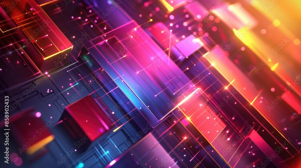 Poster cutting-edge futuristic background with hi-tech designs and gradient hues, ideal for showcasing adva