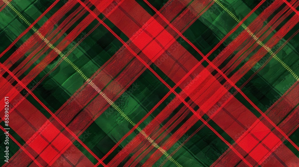 Poster this image features a red and green plaid pattern texture. the image has a watercolor effect, giving