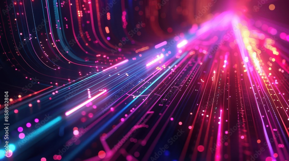 Poster cutting-edge futuristic background with hi-tech designs and gradient hues, ideal for showcasing tech
