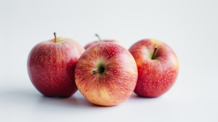 Three Red Apples on a White Surface