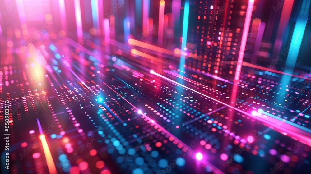 Poster cutting-edge futuristic background with hi-tech designs and gradient hues, ideal for showcasing tech