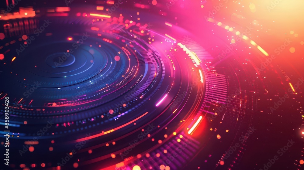 Poster cutting-edge futuristic background with hi-tech designs and gradient hues, ideal for showcasing adva