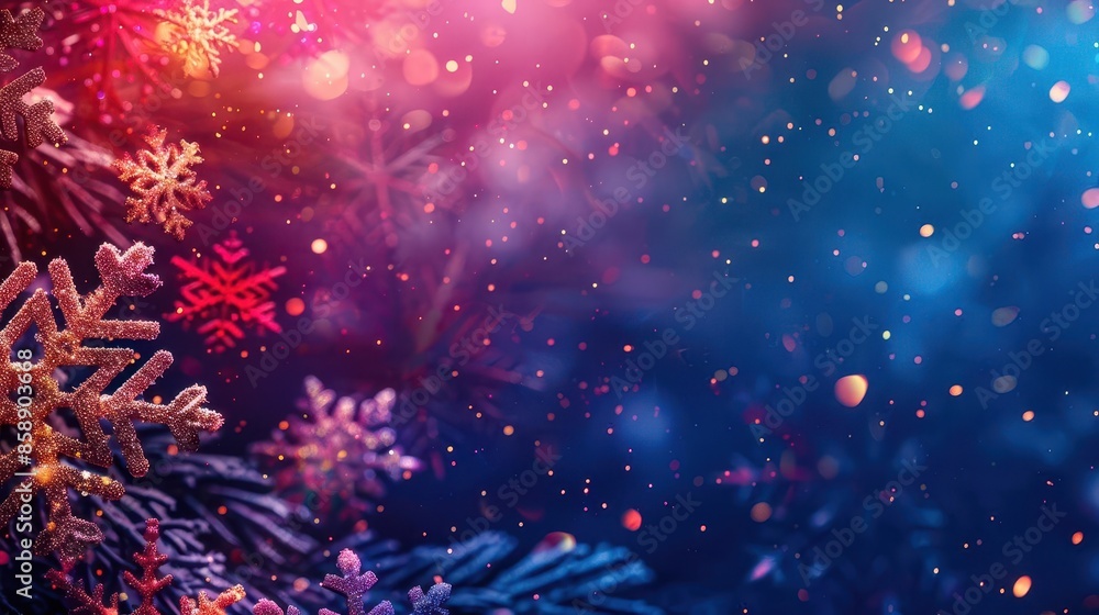 Poster christmas-themed neon gradient background with elegant patterns, ideal for creating festive vertical