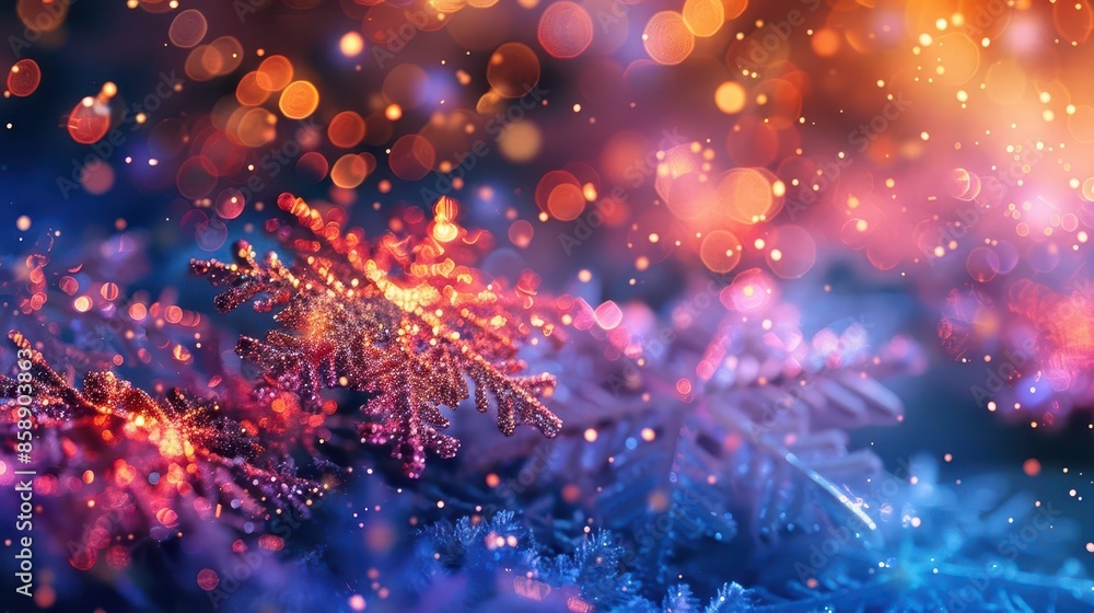 Poster christmas-themed neon gradient background with elegant patterns, ideal for creating festive vertical