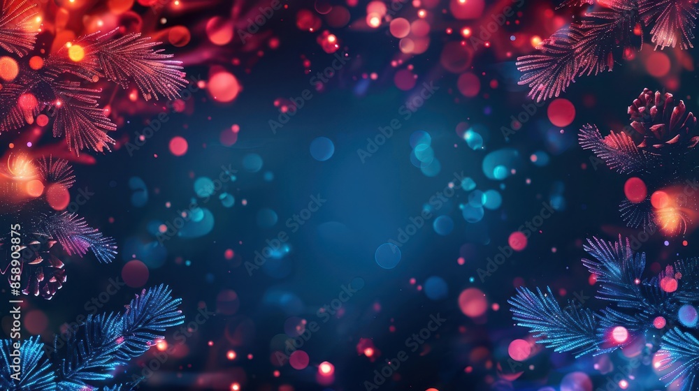 Poster christmas-themed neon gradient background with elegant patterns, ideal for creating festive social m