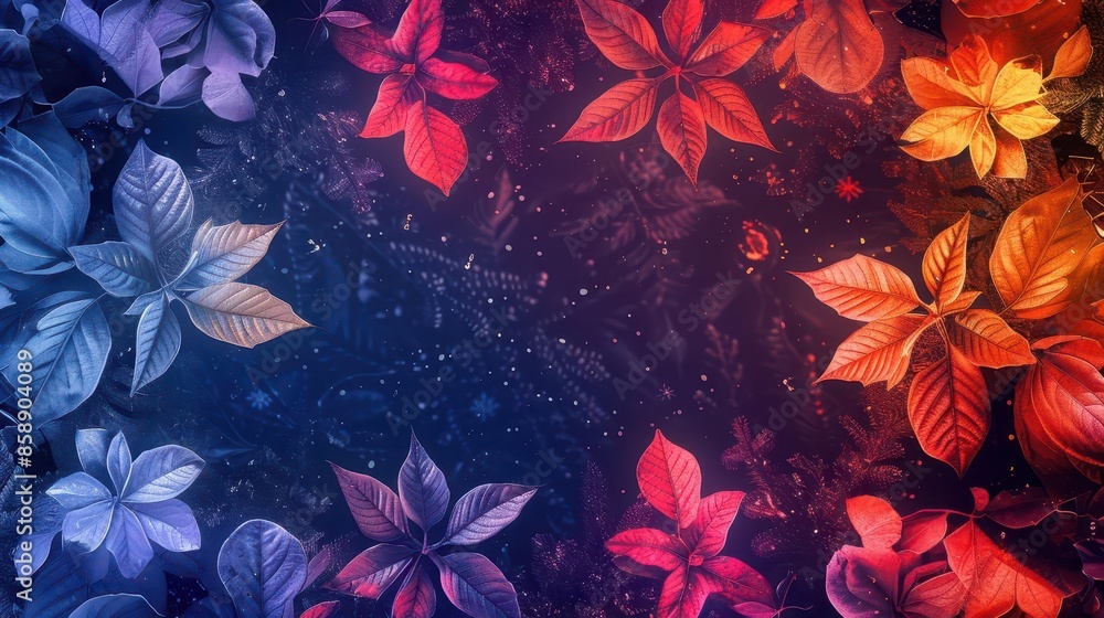 Poster christmas-themed neon gradient background featuring elegant patterns, ideal for creating festive ver