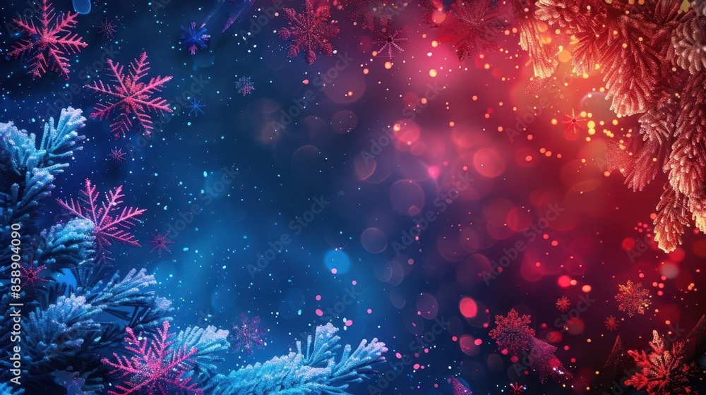 Poster a christmas-themed neon gradient background with elegant patterns, ideal for creating eye-catching v