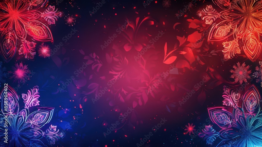 Poster a christmas-themed neon gradient background with elegant patterns, ideal for creating festive vertic