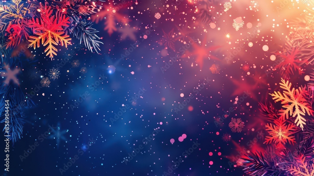 Poster christmas-themed neon gradient background with elegant patterns, ideal for creating festive vertical
