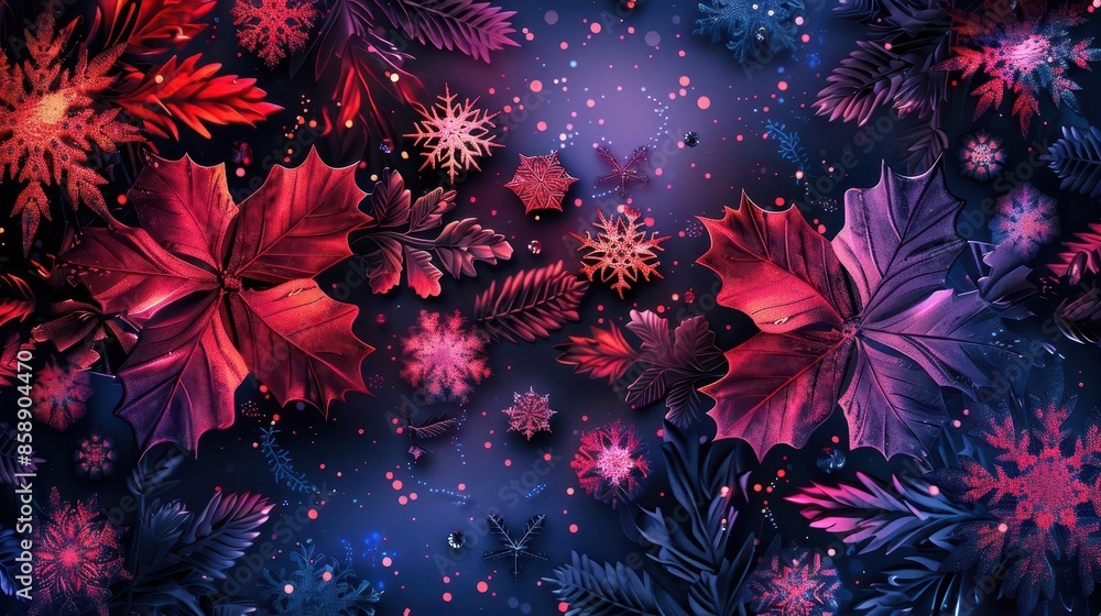 Poster christmas-themed neon gradient background with elegant patterns, ideal for creating festive vertical