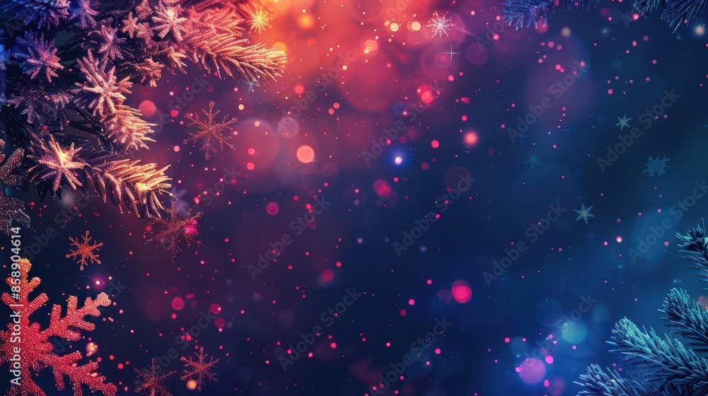 Poster looking for a christmas-themed neon gradient background with elegant patterns that is ideal for crea
