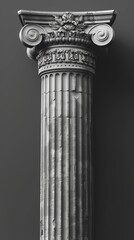 Ancient Greek column with fluted lines and intricate capital at the top.