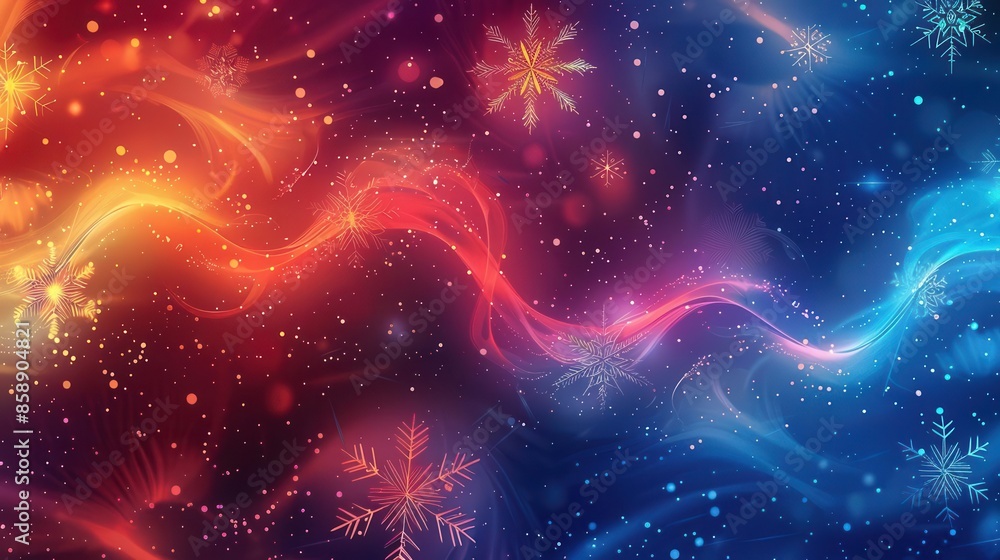 Poster christmas-themed neon gradient background with elegant patterns, ideal for creating stunning festive