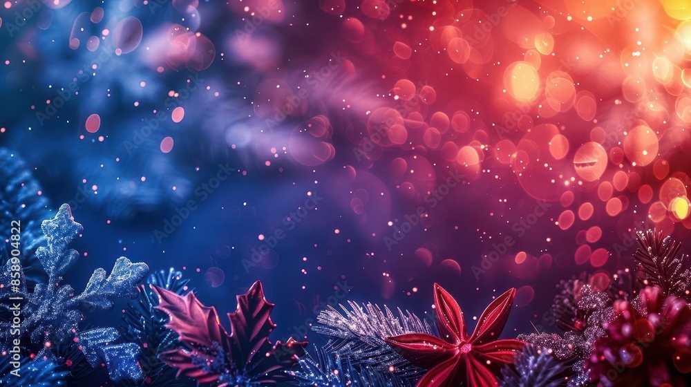 Poster christmas-themed neon gradient background with elegant patterns, ideal for creating festive vertical