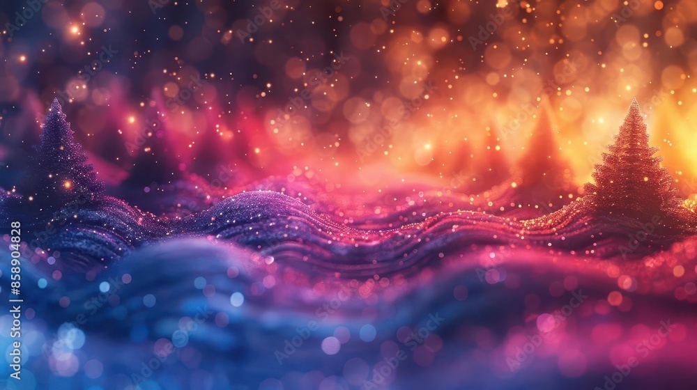 Poster a christmas-themed neon gradient background with elegant patterns, ideal for creating stylish vertic