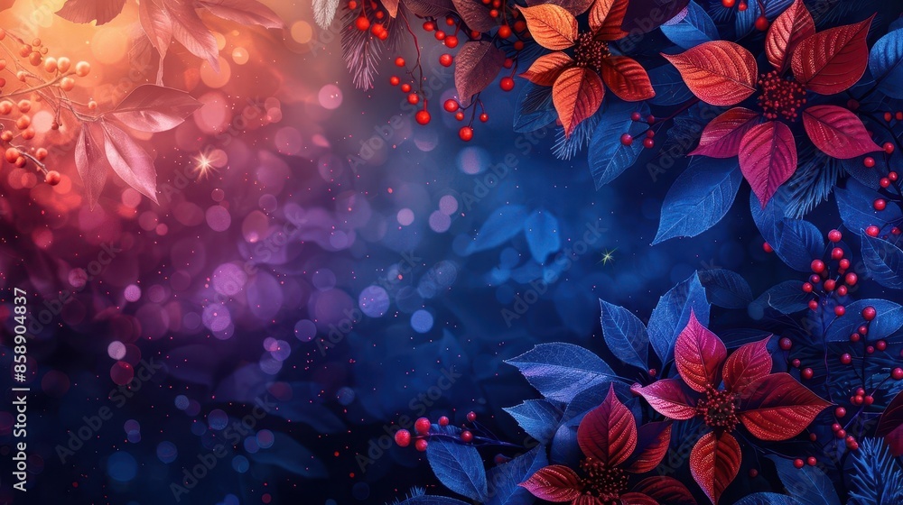 Poster christmas-themed neon gradient background with elegant patterns, ideal for creating festive vertical