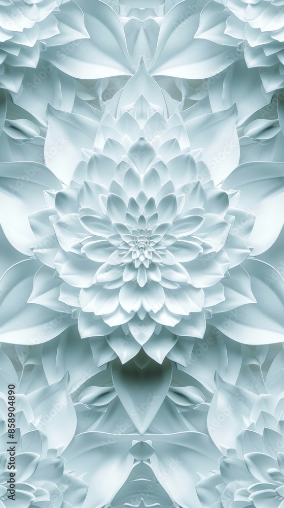 Poster delicate flower petals arranged in a symmetrical pattern mirroring the intricacies of geometric shap