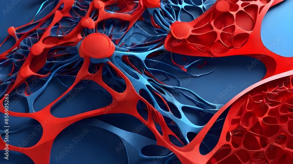 Aufkleber blue-red abstract banner representing artificial intelligence, neural network, and computers.