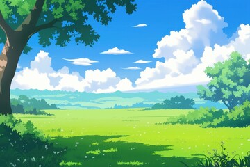 Fototapeta premium Serene Landscape Under a Summer Sky