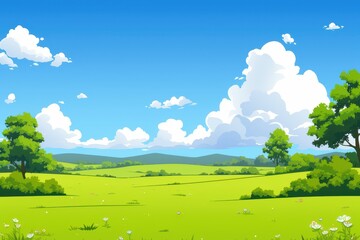 Fototapeta premium Sunny Day in a Lush Green Meadow