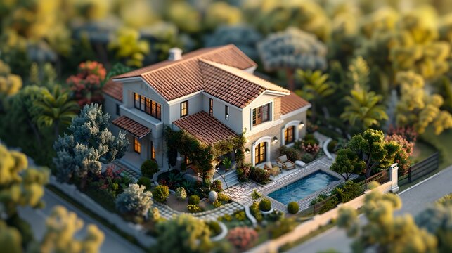 Financial Insights, Illustrate how a wise grandmothers insights into banking practices guide her familys financial decisions. 3D render, birds-eye view