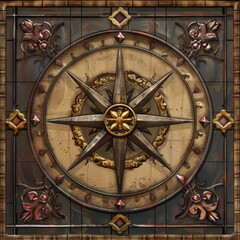 Obraz premium Wind rose on the old grunge paper
