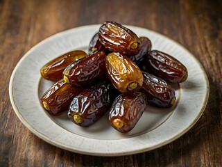 dates close up. date palm background. Date palm on a traditional craftsman market.Horizontal image.