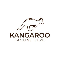 Minimal line art Kangaroo logo design